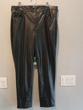 Banana Republic High Rise Slim 33 16 TALL Black Faux Leather WOMENS  Trousers